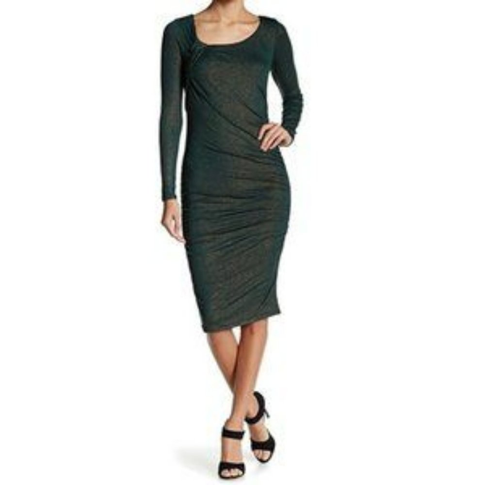 Vanity Room (Nordstrom) Green Metallic Knot Dress Size M